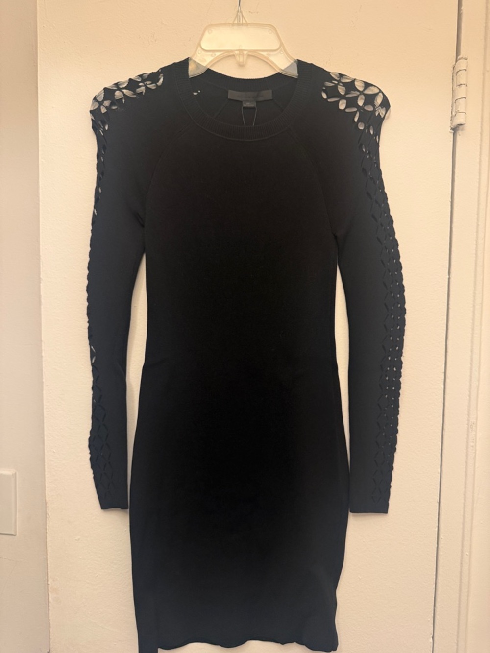 Alexander Wang Black Long Sleeve Cutout Knit Dress